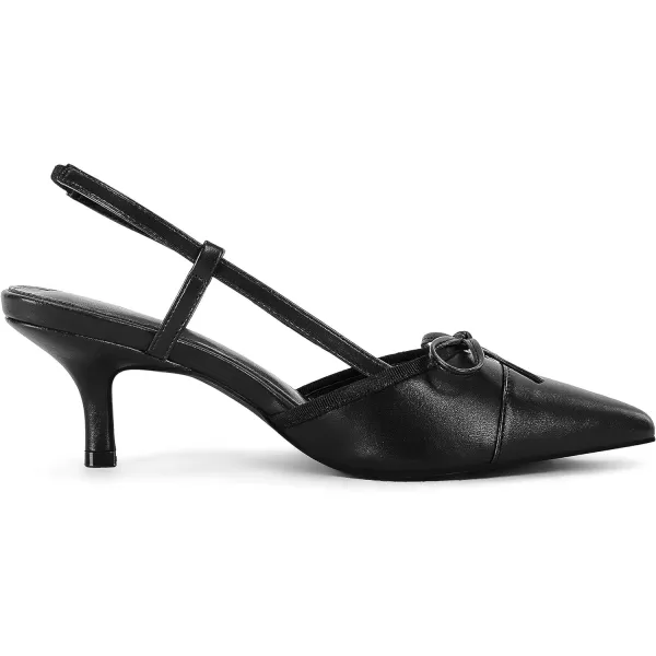 Coutgo Women's Bow Tie Slingback Pumps Pointed Toe Kitten Low Heel Patchwork Dress Heeled Sandals