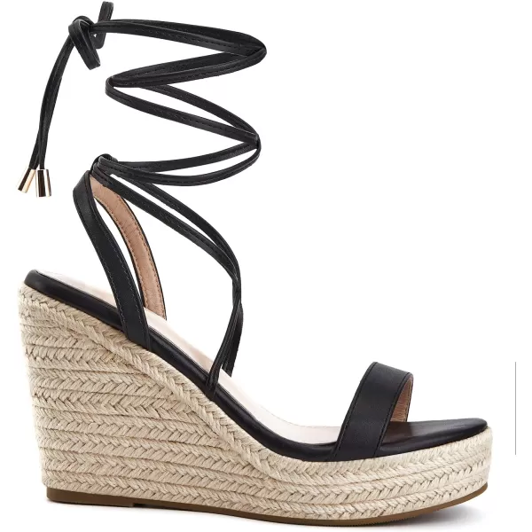 Coutgo Women's Espadrille Wedges Lace Up Platform Ankle Cross Strap Slingback Summer Dress Sandals