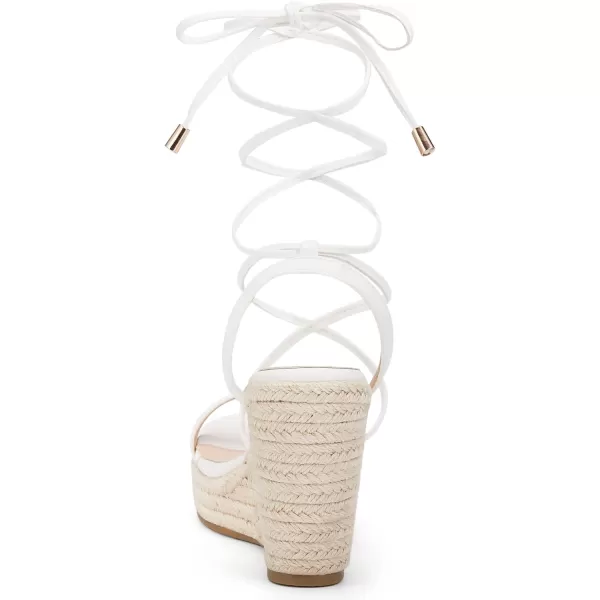 Coutgo Women's Espadrille Wedges Lace Up Platform Ankle Cross Strap Slingback Summer Dress Sandals
