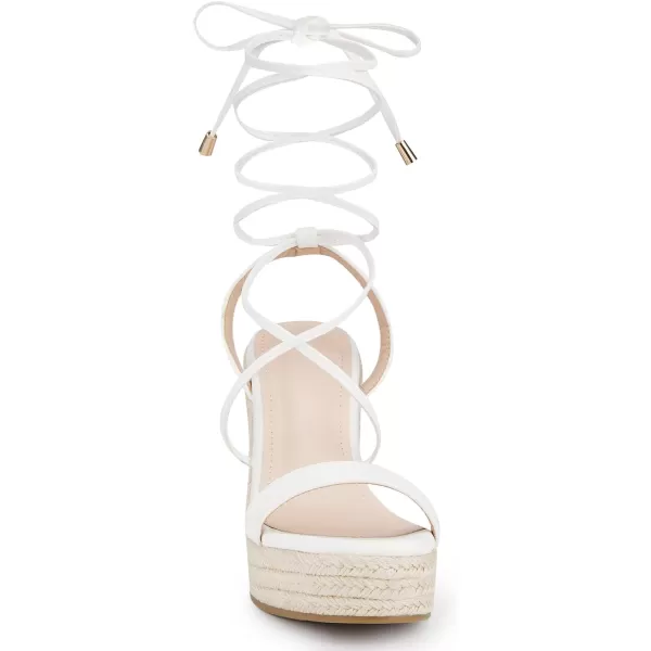 Coutgo Women's Espadrille Wedges Lace Up Platform Ankle Cross Strap Slingback Summer Dress Sandals
