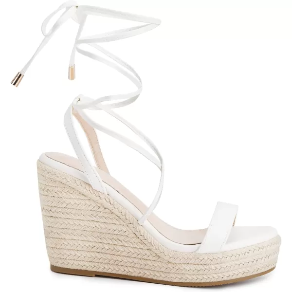 Coutgo Women's Espadrille Wedges Lace Up Platform Ankle Cross Strap Slingback Summer Dress Sandals
