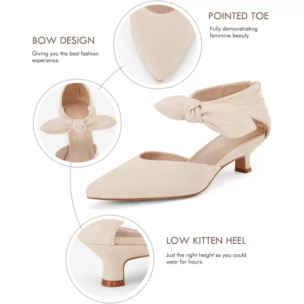 Coutgo Womens Low Kitten Heel Dress Shoes Bowknot Heels Pointed Toe Slip On Ankle Strap Party Shoes