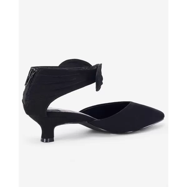 Coutgo Womens Low Kitten Heel Dress Shoes Bowknot Heels Pointed Toe Slip On Ankle Strap Party Shoes