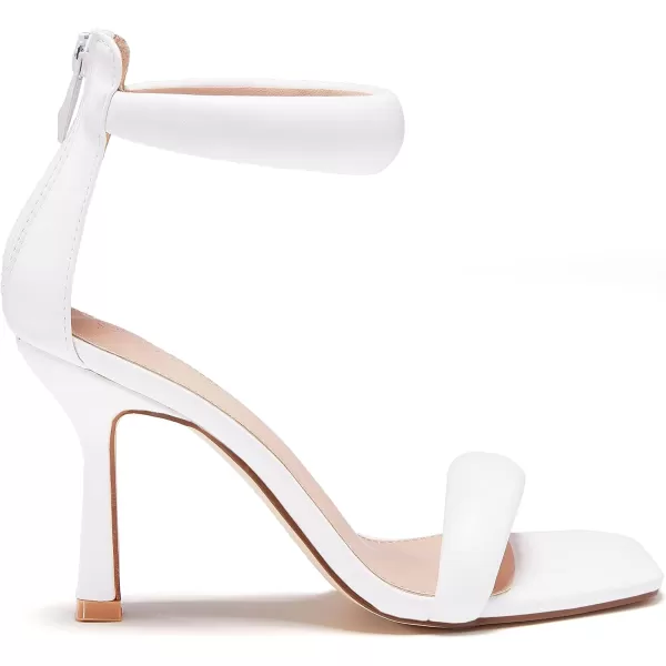 Coutgo Women's One Strap Heeled Sandals Square Open Toe Stiletto Heels Ankle Buckle Strap Summer Pump Shoes