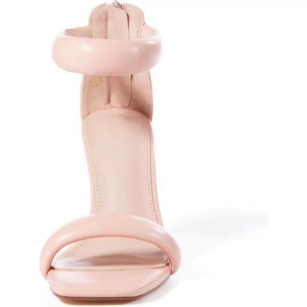 Coutgo Women's One Strap Heeled Sandals Square Open Toe Stiletto Heels Ankle Buckle Strap Summer Pump Shoes