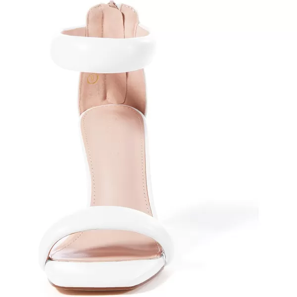 Coutgo Women's One Strap Heeled Sandals Square Open Toe Stiletto Heels Ankle Buckle Strap Summer Pump Shoes
