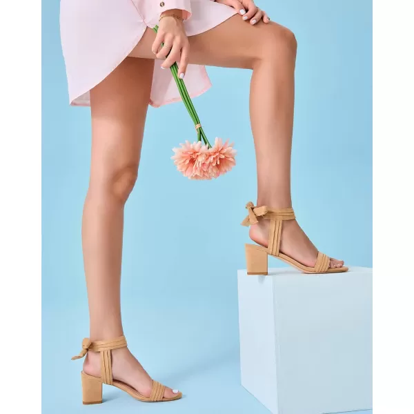 Coutgo Womens Open Toe Ankle Tie Back Low Block Chunky Heels Sandals Party Dress Pumps Shoes