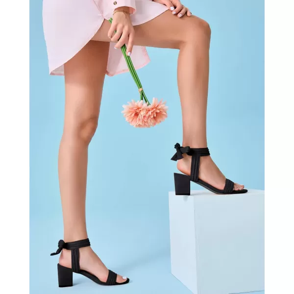 Coutgo Womens Open Toe Ankle Tie Back Low Block Chunky Heels Sandals Party Dress Pumps Shoes