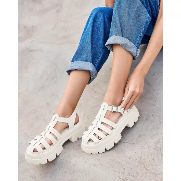 Coutgo Womens Platform Chunky Heels Sandals Gladiator Ankle Strap Heels Lug Sole Summer Fisherman Y2K Shoes