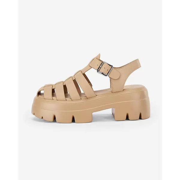 Coutgo Womens Platform Chunky Heels Sandals Gladiator Ankle Strap Heels Lug Sole Summer Fisherman Y2K Shoes
