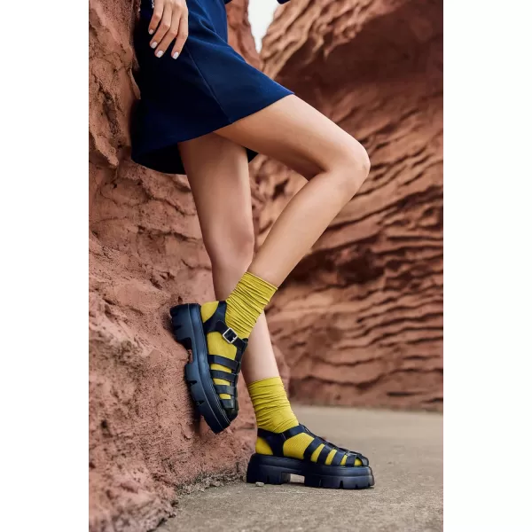 Coutgo Womens Platform Chunky Heels Sandals Gladiator Ankle Strap Heels Lug Sole Summer Fisherman Y2K Shoes