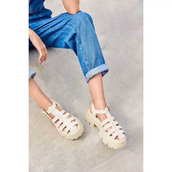 Coutgo Womens Platform Chunky Heels Sandals Gladiator Ankle Strap Heels Lug Sole Summer Fisherman Y2K Shoes