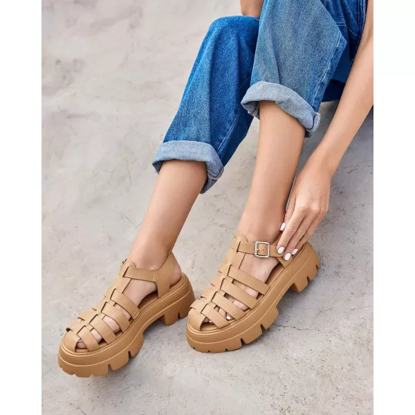 Coutgo Womens Platform Chunky Heels Sandals Gladiator Ankle Strap Heels Lug Sole Summer Fisherman Y2K Shoes