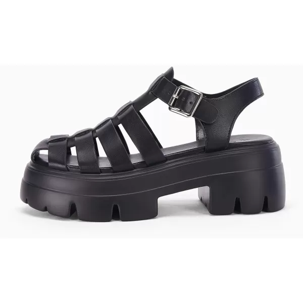 Coutgo Womens Platform Chunky Heels Sandals Gladiator Ankle Strap Heels Lug Sole Summer Fisherman Y2K Shoes