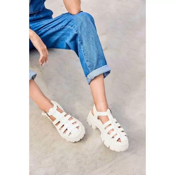 Coutgo Womens Platform Chunky Heels Sandals Gladiator Ankle Strap Heels Lug Sole Summer Fisherman Y2K Shoes