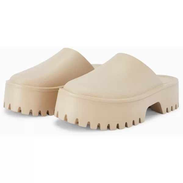 Coutgo Women's Platform Mules Slip On Thick Sole Slippers Closed Toe Cute Comfort Shoes