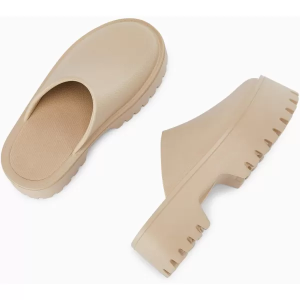 Coutgo Women's Platform Mules Slip On Thick Sole Slippers Closed Toe Cute Comfort Shoes