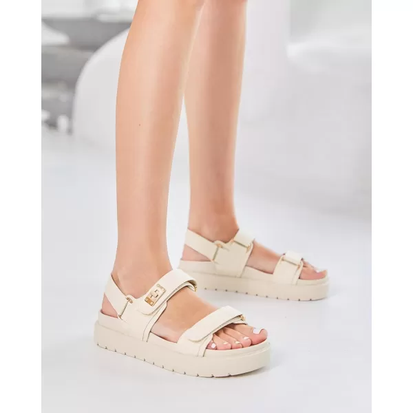 Coutgo Womens Platform Sandals Velcro Ankle Strap Flatform Arch Support Y2K Comfort Summer Sandals