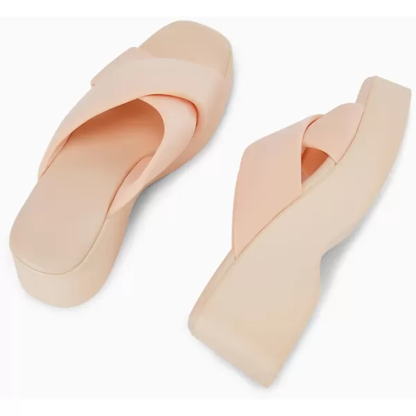 Coutgo Women's Platform Wedge Heel Sandals Slip on Cross Strap Slides Non Slip Summer Beach Shoes