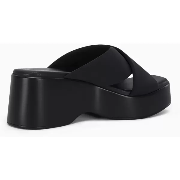 Coutgo Women's Platform Wedge Heel Sandals Slip on Cross Strap Slides Non Slip Summer Beach Shoes