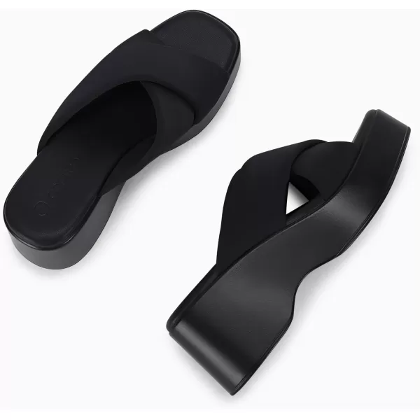 Coutgo Women's Platform Wedge Heel Sandals Slip on Cross Strap Slides Non Slip Summer Beach Shoes