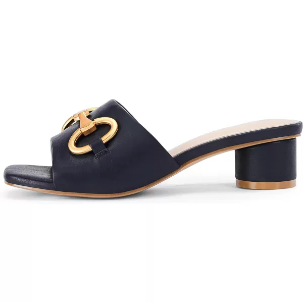 Coutgo Women's Sandals, Round Heel Peep Toe Slides, Single Band Comfortable Mules Chunky Slip-on with Metal Chain for Summer Spring Autumn