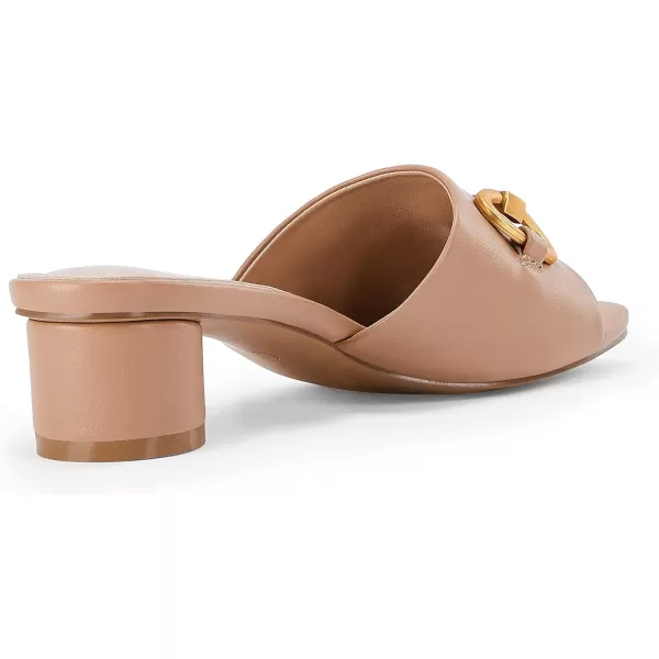 Coutgo Women's Sandals, Round Heel Peep Toe Slides, Single Band Comfortable Mules Chunky Slip-on with Metal Chain for Summer Spring Autumn