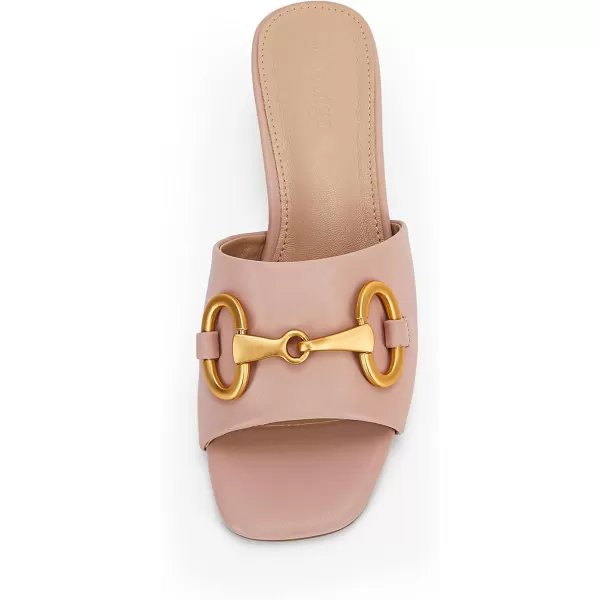 Coutgo Women's Sandals, Round Heel Peep Toe Slides, Single Band Comfortable Mules Chunky Slip-on with Metal Chain for Summer Spring Autumn