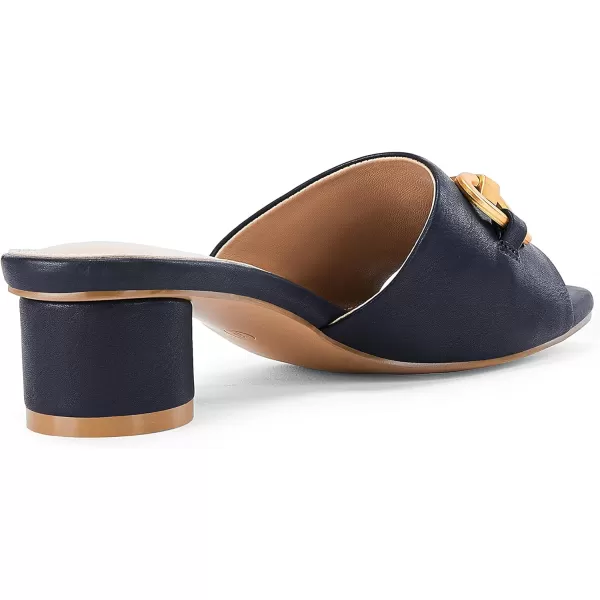 Coutgo Women's Sandals, Round Heel Peep Toe Slides, Single Band Comfortable Mules Chunky Slip-on with Metal Chain for Summer Spring Autumn