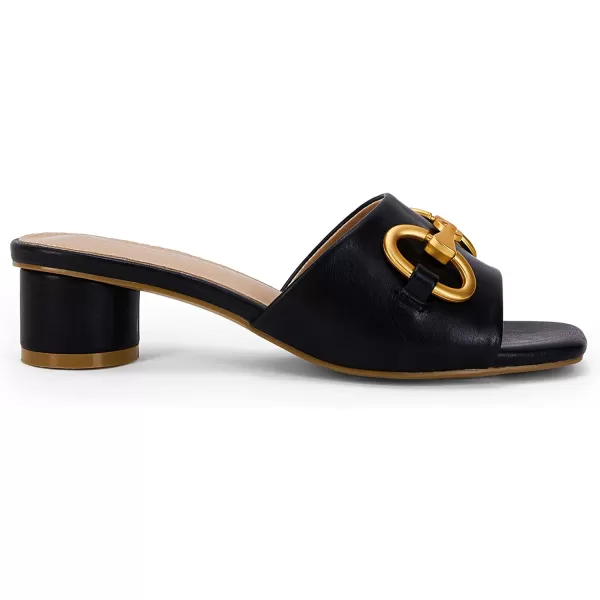 Coutgo Women's Sandals, Round Heel Peep Toe Slides, Single Band Comfortable Mules Chunky Slip-on with Metal Chain for Summer Spring Autumn