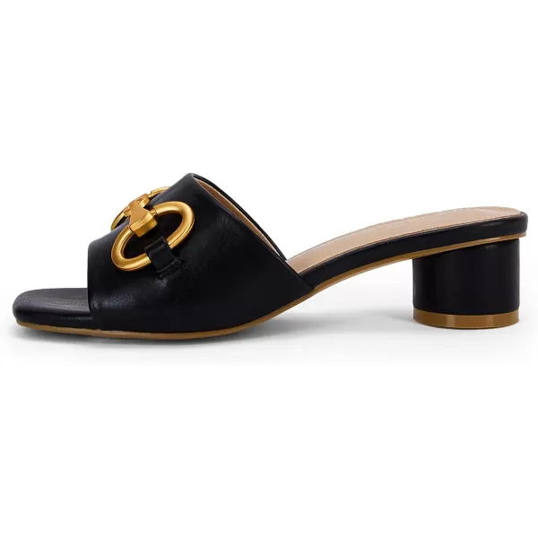 Coutgo Women's Sandals, Round Heel Peep Toe Slides, Single Band Comfortable Mules Chunky Slip-on with Metal Chain for Summer Spring Autumn