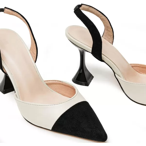 Coutgo Women's Slingback Pumps Pointed Toe Slip On Stiletto Heels Patchwork Dress Party Shoes
