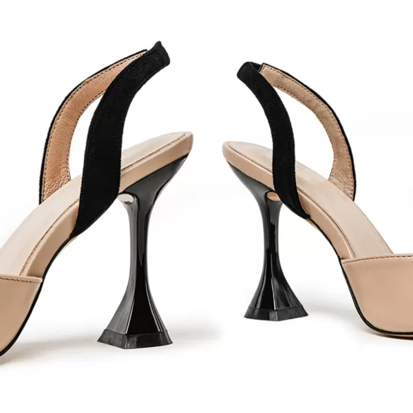 Coutgo Women's Slingback Pumps Pointed Toe Slip On Stiletto Heels Patchwork Dress Party Shoes