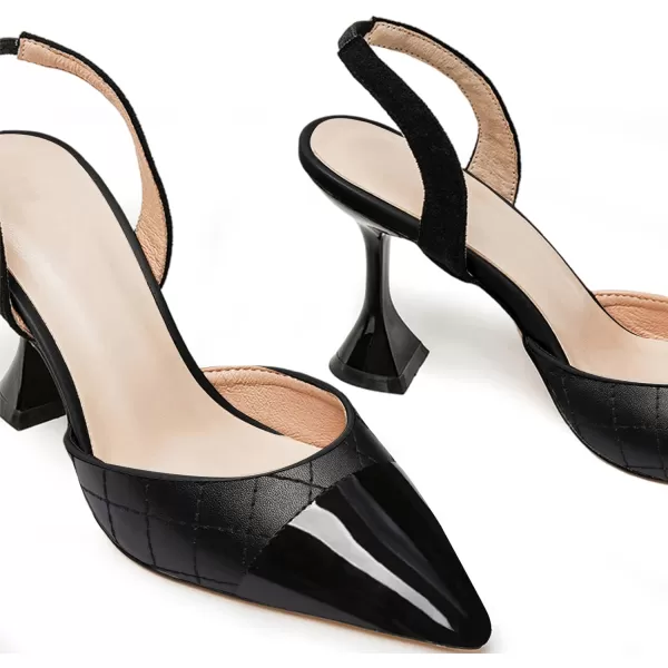 Coutgo Women's Slingback Pumps Pointed Toe Slip On Stiletto Heels Patchwork Dress Party Shoes