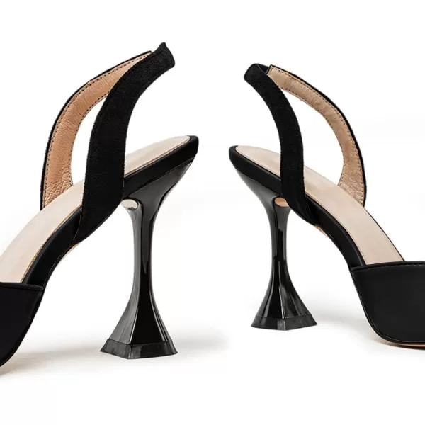 Coutgo Women's Slingback Pumps Pointed Toe Slip On Stiletto Heels Patchwork Dress Party Shoes