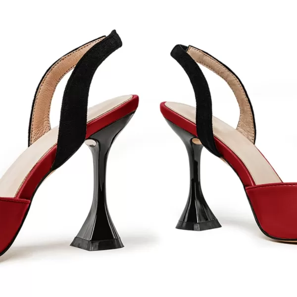 Coutgo Women's Slingback Pumps Pointed Toe Slip On Stiletto Heels Patchwork Dress Party Shoes