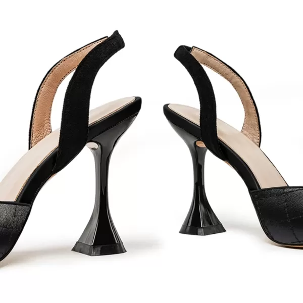 Coutgo Women's Slingback Pumps Pointed Toe Slip On Stiletto Heels Patchwork Dress Party Shoes