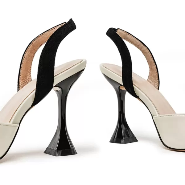 Coutgo Women's Slingback Pumps Pointed Toe Slip On Stiletto Heels Patchwork Dress Party Shoes