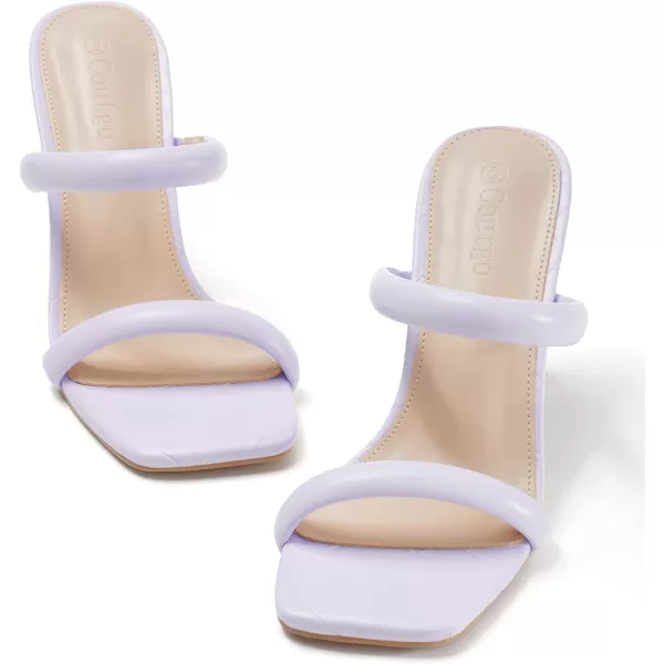 Coutgo Womens Square Open Toe Heeled Sandals Two Strap High Heel Backless Dress Slip On Mules
