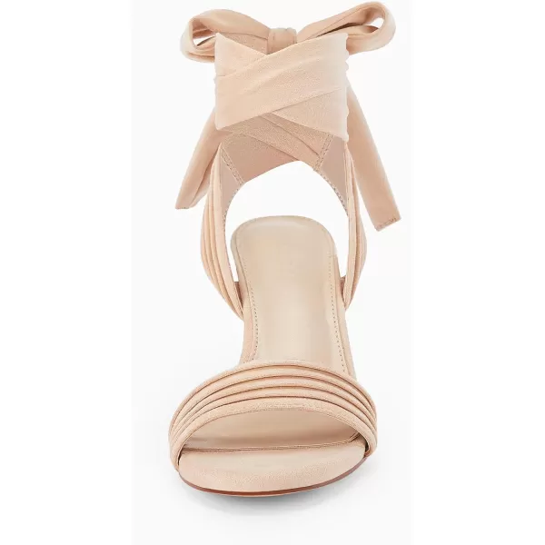 Coutgo Womens Strappy High Heels Chunky Heeled Sandals Bow Tie Lace Up Open Toe Pumps Dress Wedding Comfortable Shoes