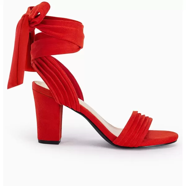 Coutgo Womens Strappy High Heels Chunky Heeled Sandals Bow Tie Lace Up Open Toe Pumps Dress Wedding Comfortable Shoes