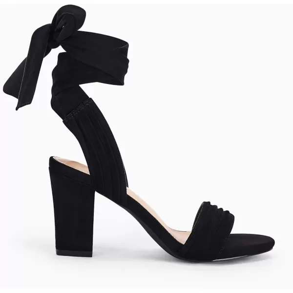 Coutgo Womens Strappy High Heels Chunky Heeled Sandals Bow Tie Lace Up Open Toe Pumps Dress Wedding Comfortable Shoes