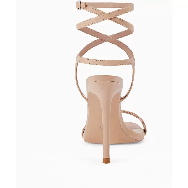 Coutgo Womens Strappy Lace up Heels Sandals Sexy High Heeled Ankle Strap Summer Dress Shoes
