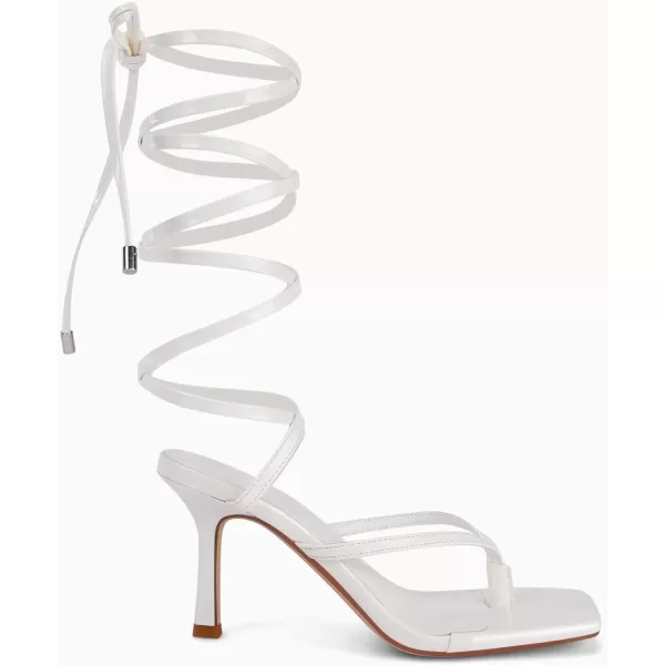 Coutgo Womens Strappy Thong Heels Sandals Sexy Lace up Wrap Ankle Strap Square Toe High Heeled Dress Summer Party Shoes