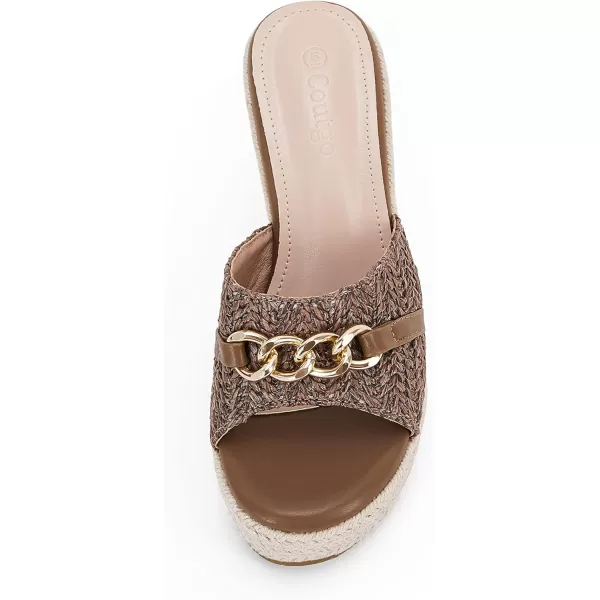 Coutgo Women's Wedge Sandals Platform Espadrille Heel Chain Slip On Casual Summer Slides