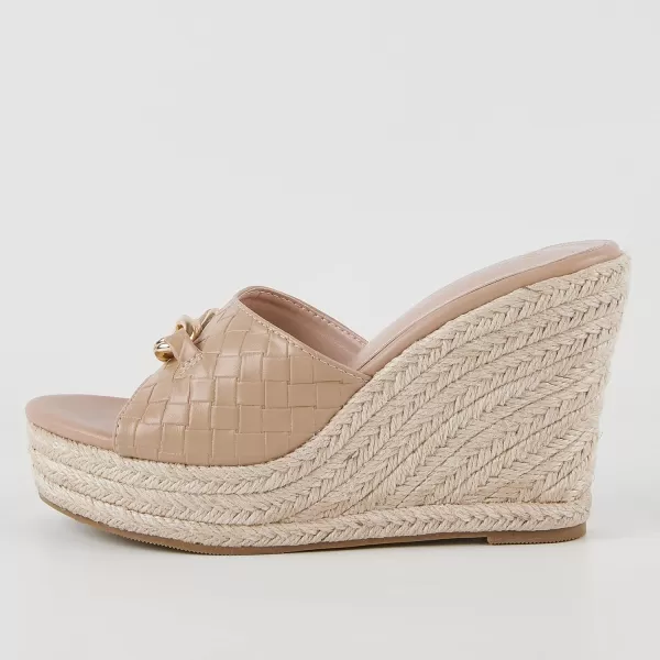 Coutgo Women's Wedge Sandals Platform Espadrille Heel Chain Slip On Casual Summer Slides