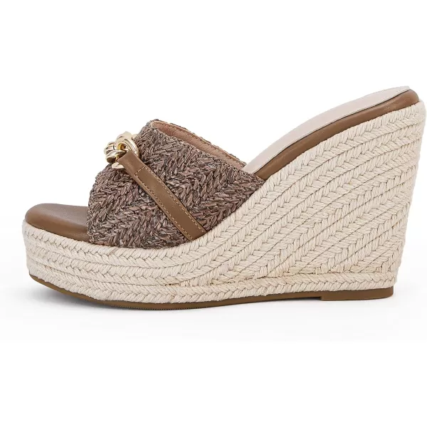 Coutgo Women's Wedge Sandals Platform Espadrille Heel Chain Slip On Casual Summer Slides