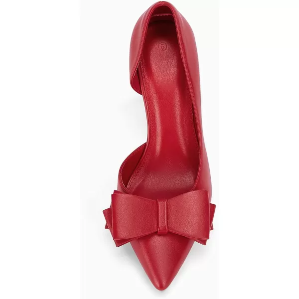 Womens Bow Heels Closed Pointed Toe Dress Shoes Stiletto Slip on Wedding Pumps