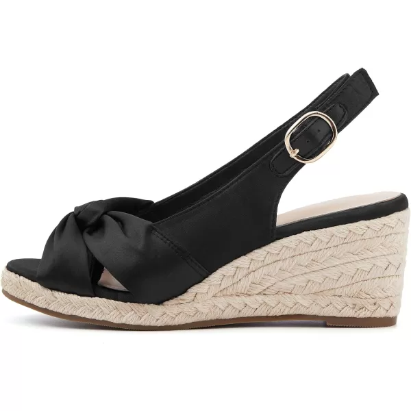 Women's Espadrille Wedge Sandals Tieknot Slingback Peep Toe Platform Ankle Buckle Sandals Slip On Mid Heel Casual Dress Shoes