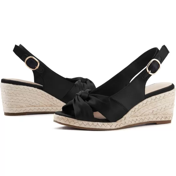 Women's Espadrille Wedge Sandals Tieknot Slingback Peep Toe Platform Ankle Buckle Sandals Slip On Mid Heel Casual Dress Shoes